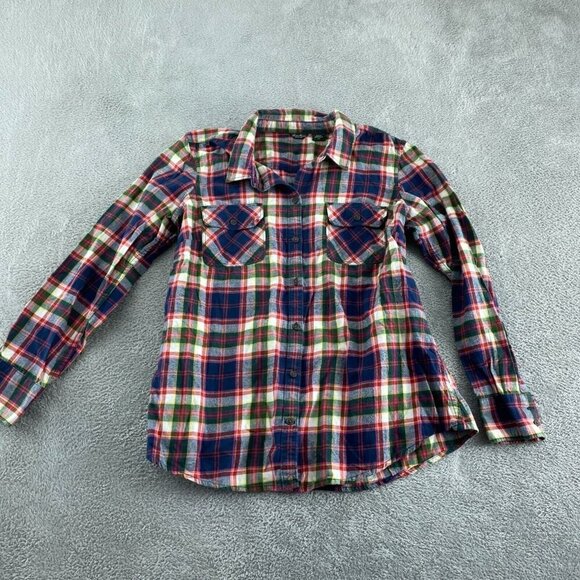 Eddie Bauer Tops - Eddie Bauer Womens Plaid Flannel Shirt PXL Long Sleeve 100% Cotton 5824
